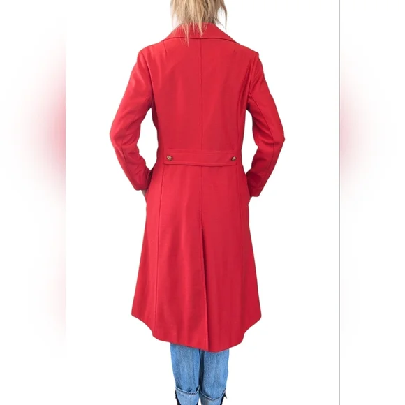 Vintage Smug Red Double Breasted Blazer Coat Gold Crest Buttons Preppy 70s Mod - Picture 3 of 9